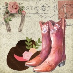 Vintage Cowboy Boots Postcard