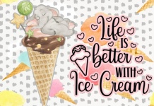 Cute Elephant Ice Cream Poster
