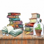 Watercolor Stack Of Old Books