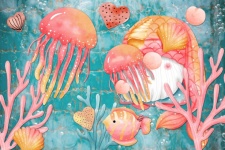 Gnome Mermaid And Jellyfish