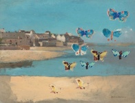 Image Of Beach And Butterflies