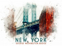 New York Bridge Watercolor