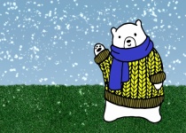 Polar Bear Waving In Snow