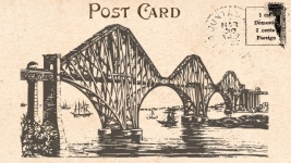 Railway Train Bridge Postcard