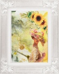 Sunflower Woman Poster Framed