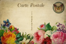 Vintage Floral Postcard Art