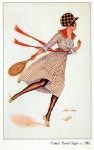 Vintage Woman Tennis Illustration