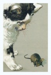 Vintage Illustration Cat Mouse