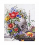 Vintage Skull Flowers Art