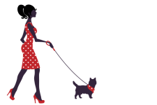 Woman Walking Dog Art