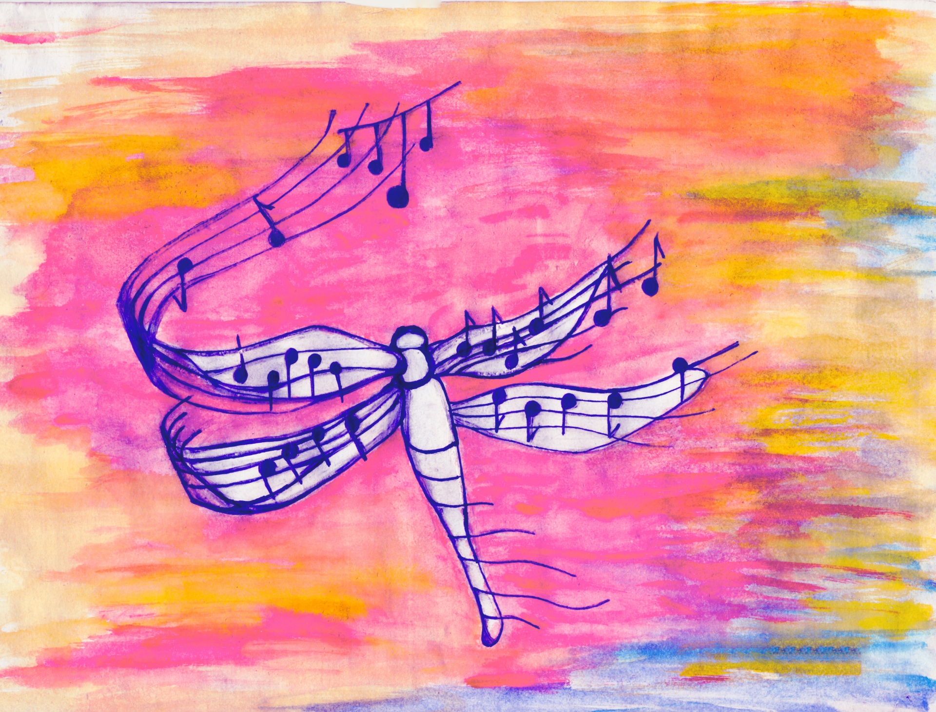 Dragonfly With Musical Notes