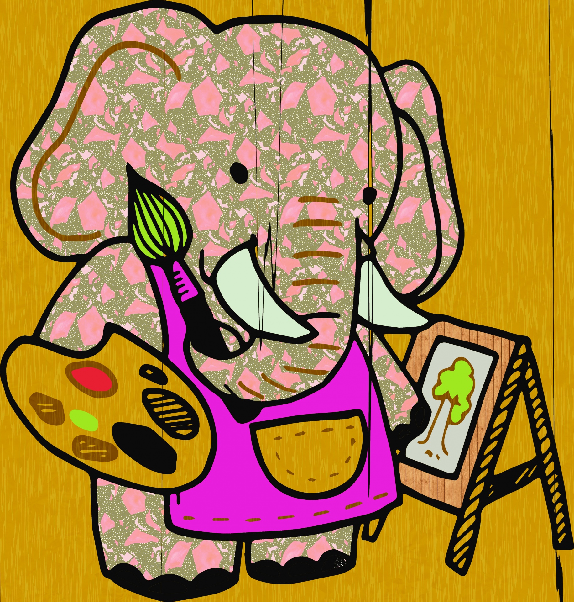 Elephant Painter Character