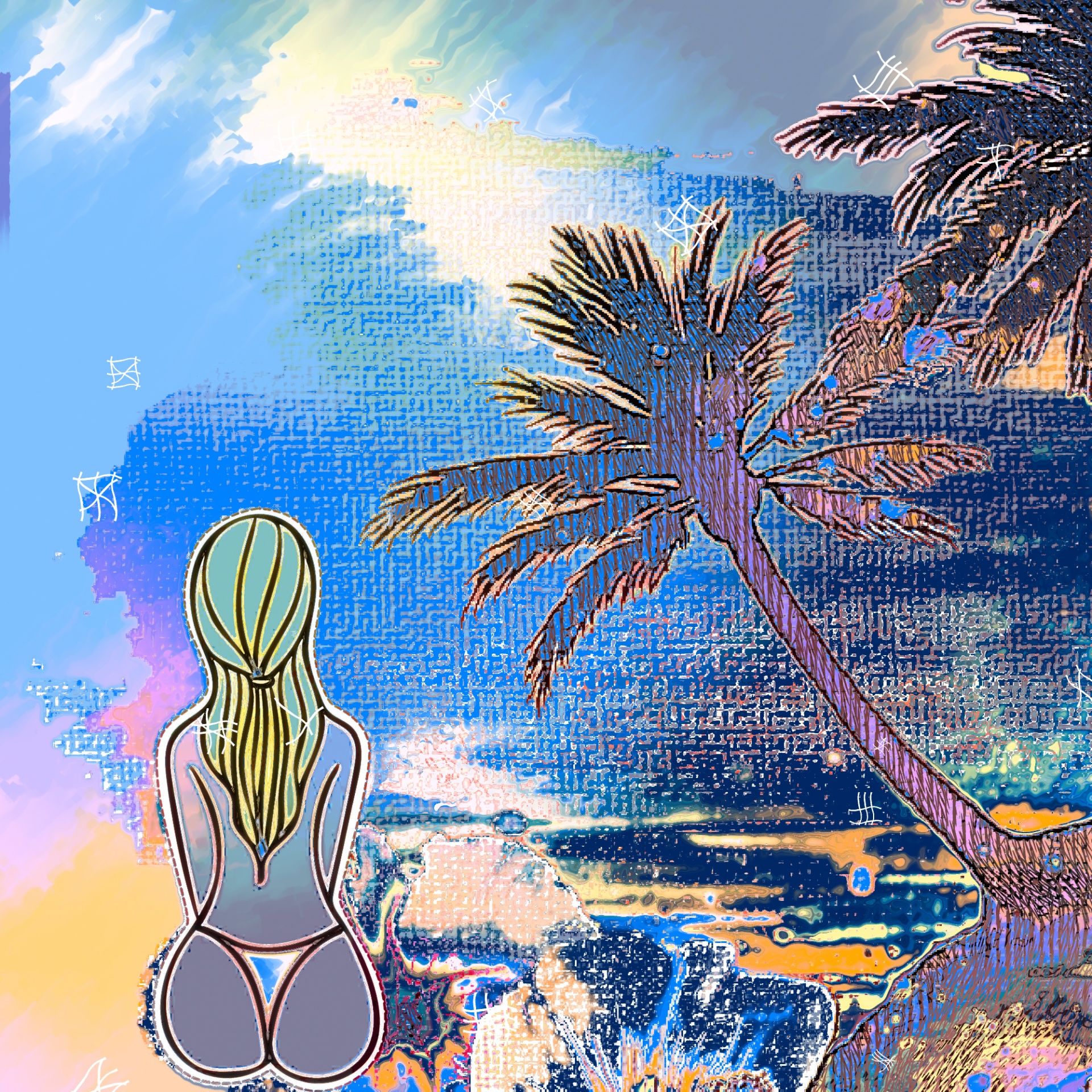 Girl At Beach Digital Art Poster
