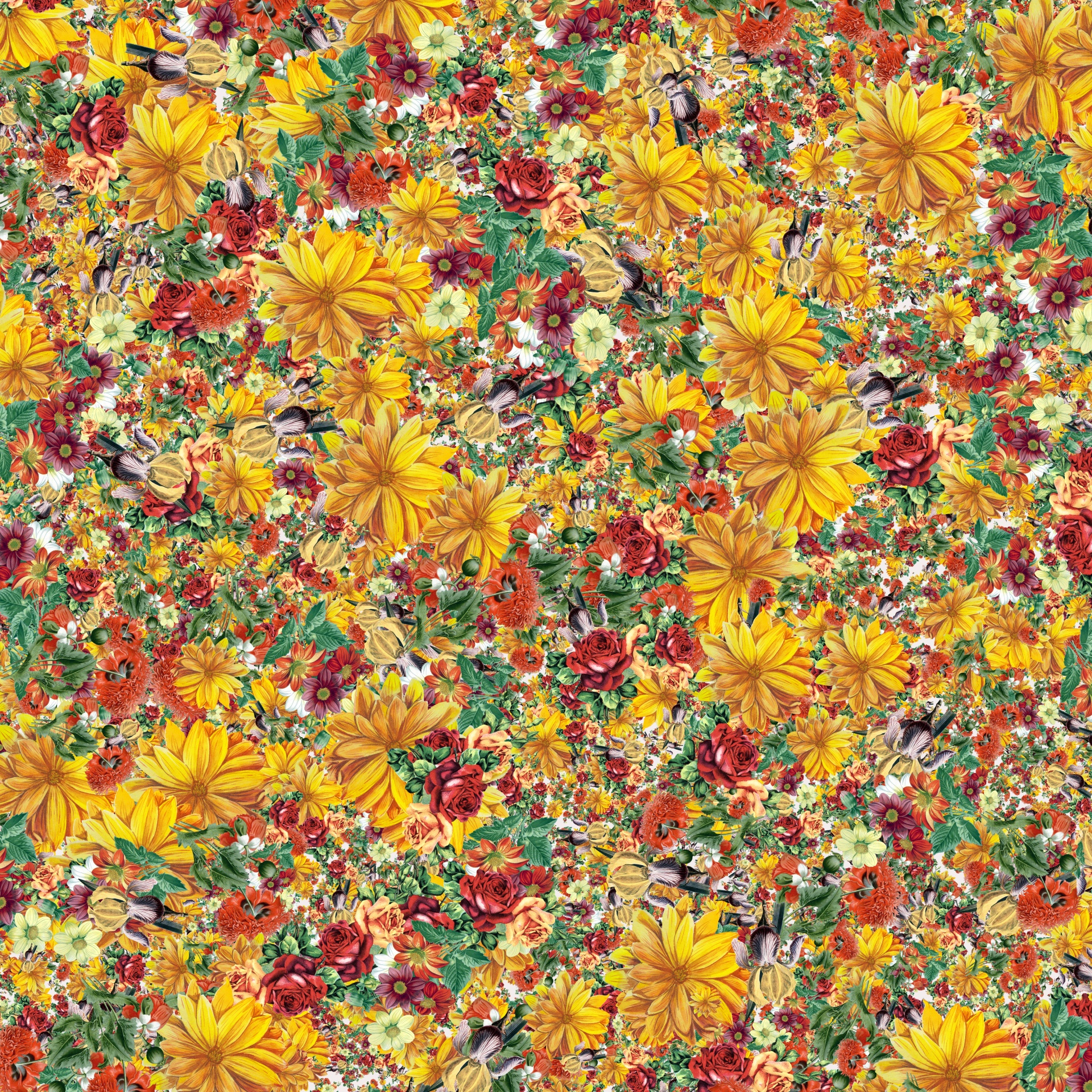 Yellow Red Floral Paper