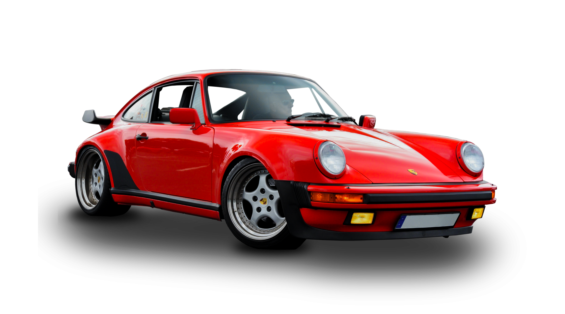 A red sports car Porsche cut out and on transparent background