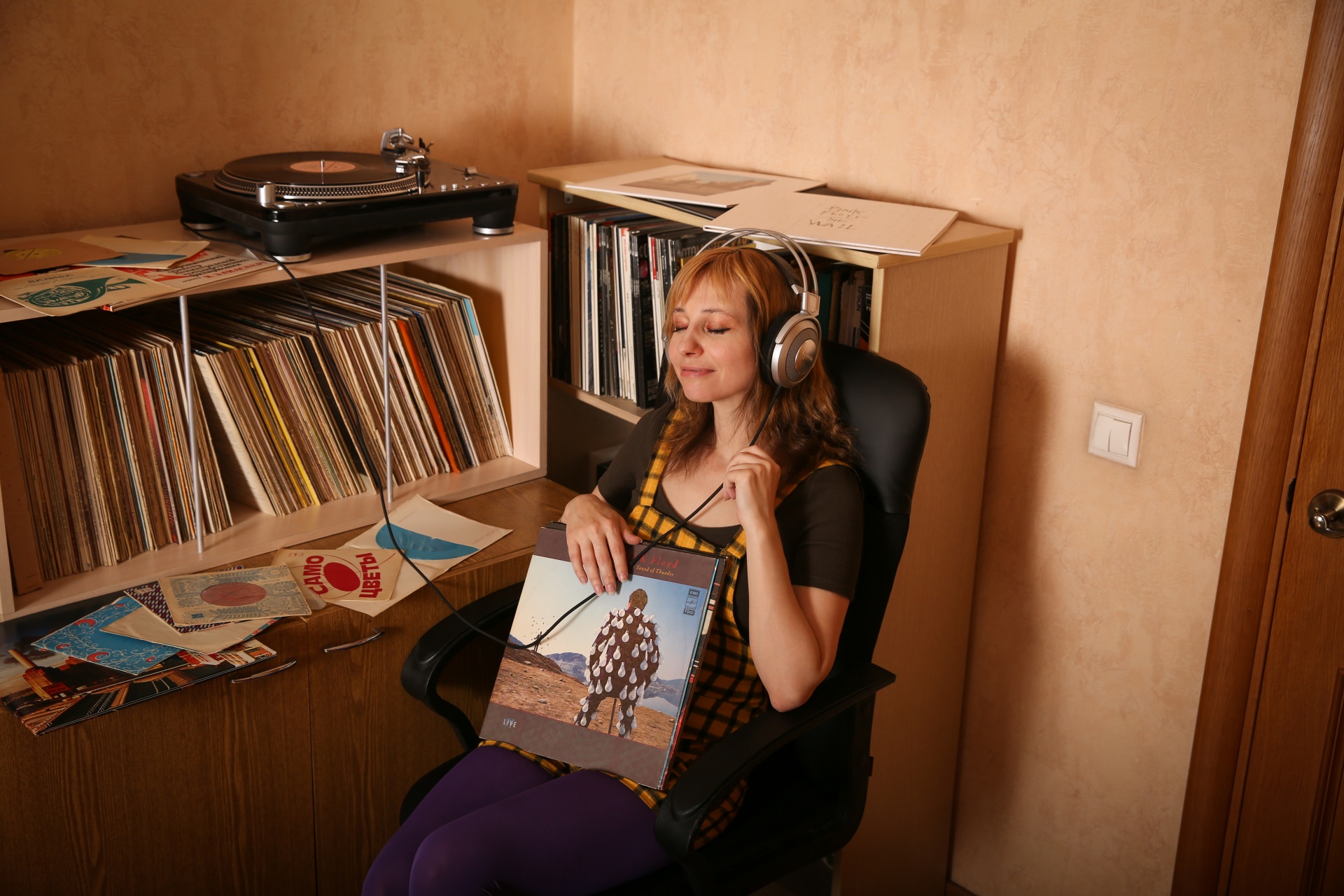 Vinyl, Girl, Record Library, Music