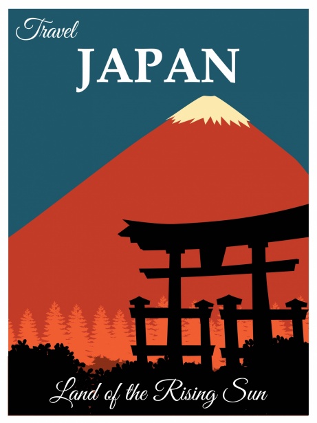 Attractive Japan Travel Poster Stock Illustration - Download Image