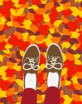Autumn Feet In Leaves Background