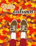 Autumn Feet In Leaves Background