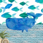 Watercolor Whales And Fish Poster