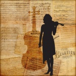 Vintage Music Woman Violin