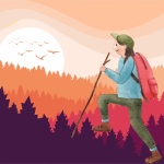 Hiker In Forest