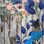 Blue Jay Vintage Bird Floral