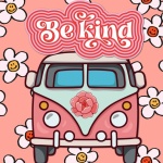 Be Kind VW Bus Retro Poster