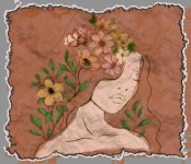 Woman Floral Line Art Illustration