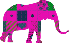 Country Patchwork Elephant PNG