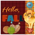 Autumn Fall Cat Yarn Poster