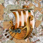 Vintage Map Viking Ship