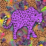 Cheetah On Animal Print Background