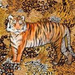 Tiger On Animal Print Background