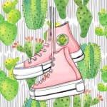 Pink Sneakers Cactus Poster