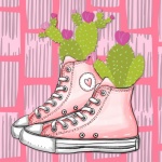 Pink Sneakers Cactus Poster