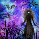 Girl Zombie In Night Forest