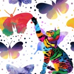 Colorful Bengal Cat Illustration