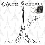 Paris Travel Poster Postcard Art