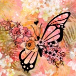 Tropical Flower Butterfly Art