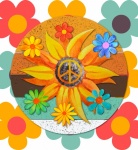 Retro Floral Peace Sign Art