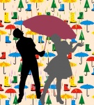 Silhouette Couple In The Rain