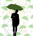 Silhouette Woman In The Rain