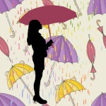 Silhouette Woman Rain Umbrella