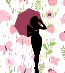 Silhouette Woman In Rain