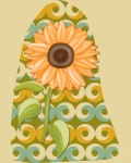 Sunflower On Retro Shape
