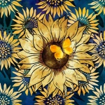 Sunflower Digital Art Butterfly