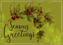 Christmas Holly Berry Branch Card