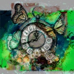Digital Painting Clock Butterfly