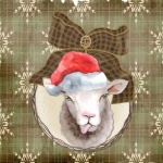 Vintage Lamb With Santa Hat